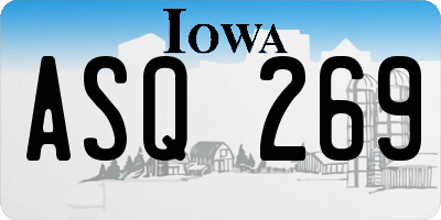 IA license plate ASQ269