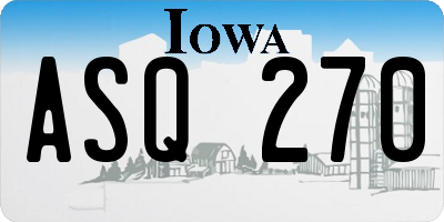 IA license plate ASQ270