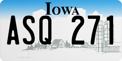 IA license plate ASQ271