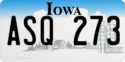 IA license plate ASQ273