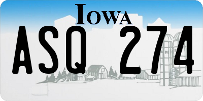 IA license plate ASQ274