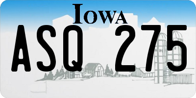 IA license plate ASQ275