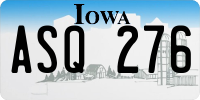 IA license plate ASQ276