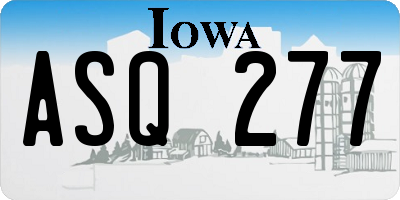IA license plate ASQ277