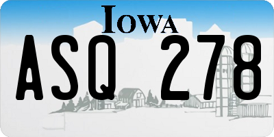 IA license plate ASQ278