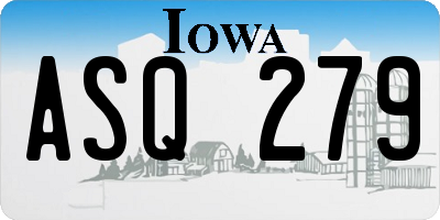 IA license plate ASQ279