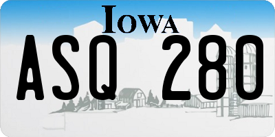 IA license plate ASQ280