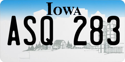 IA license plate ASQ283