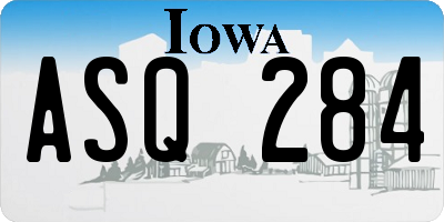 IA license plate ASQ284