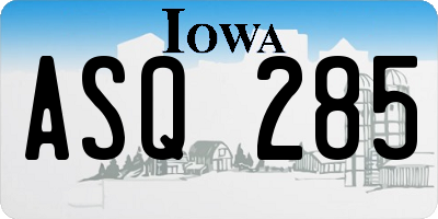 IA license plate ASQ285