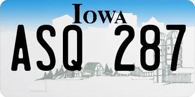 IA license plate ASQ287