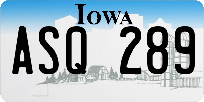 IA license plate ASQ289