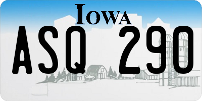 IA license plate ASQ290