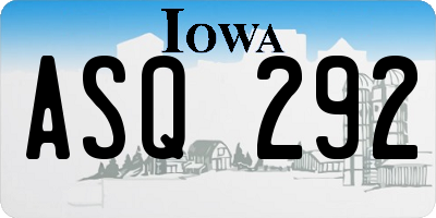 IA license plate ASQ292