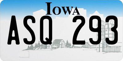 IA license plate ASQ293