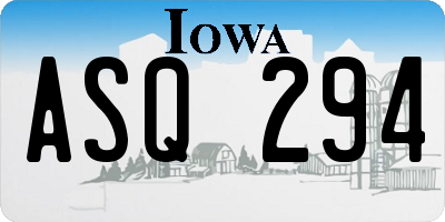 IA license plate ASQ294