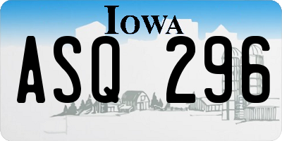 IA license plate ASQ296