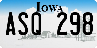 IA license plate ASQ298