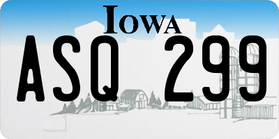 IA license plate ASQ299