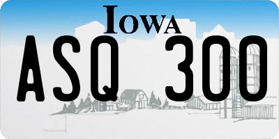 IA license plate ASQ300