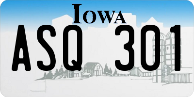IA license plate ASQ301