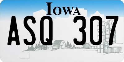 IA license plate ASQ307