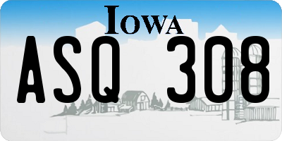 IA license plate ASQ308