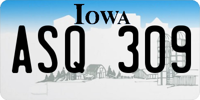 IA license plate ASQ309