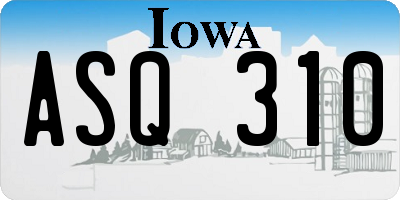 IA license plate ASQ310