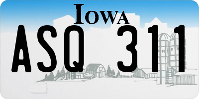 IA license plate ASQ311