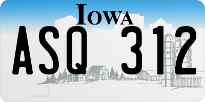 IA license plate ASQ312