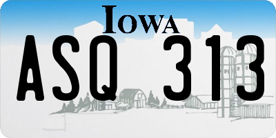IA license plate ASQ313