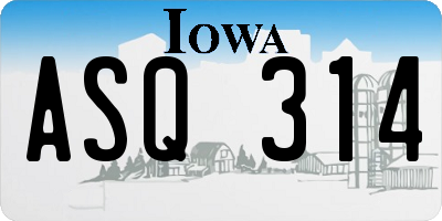 IA license plate ASQ314