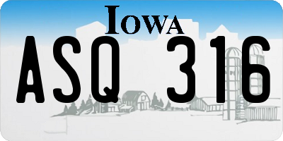 IA license plate ASQ316