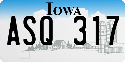 IA license plate ASQ317