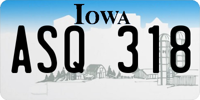 IA license plate ASQ318