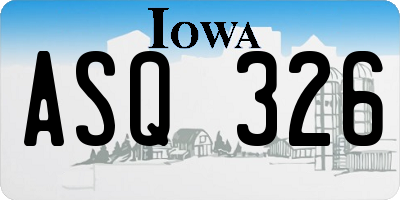 IA license plate ASQ326