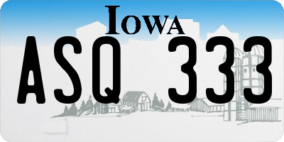 IA license plate ASQ333