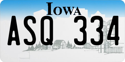 IA license plate ASQ334