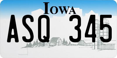 IA license plate ASQ345