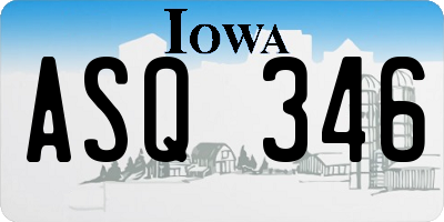 IA license plate ASQ346