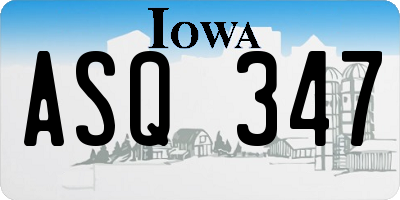 IA license plate ASQ347