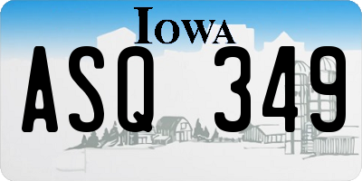 IA license plate ASQ349
