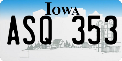 IA license plate ASQ353