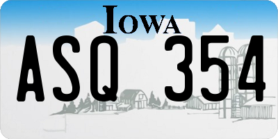 IA license plate ASQ354