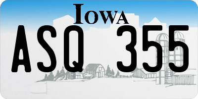IA license plate ASQ355