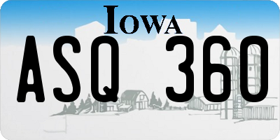 IA license plate ASQ360