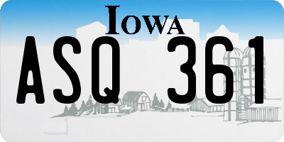 IA license plate ASQ361