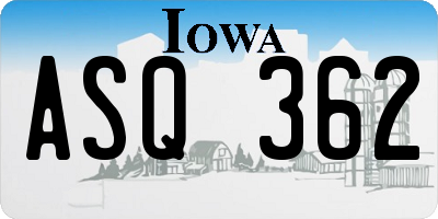 IA license plate ASQ362