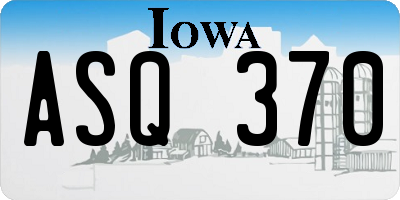 IA license plate ASQ370